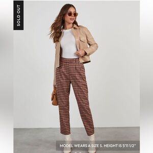 Vici Connelly Plaid High Rise Straight Leg Trouser Pants